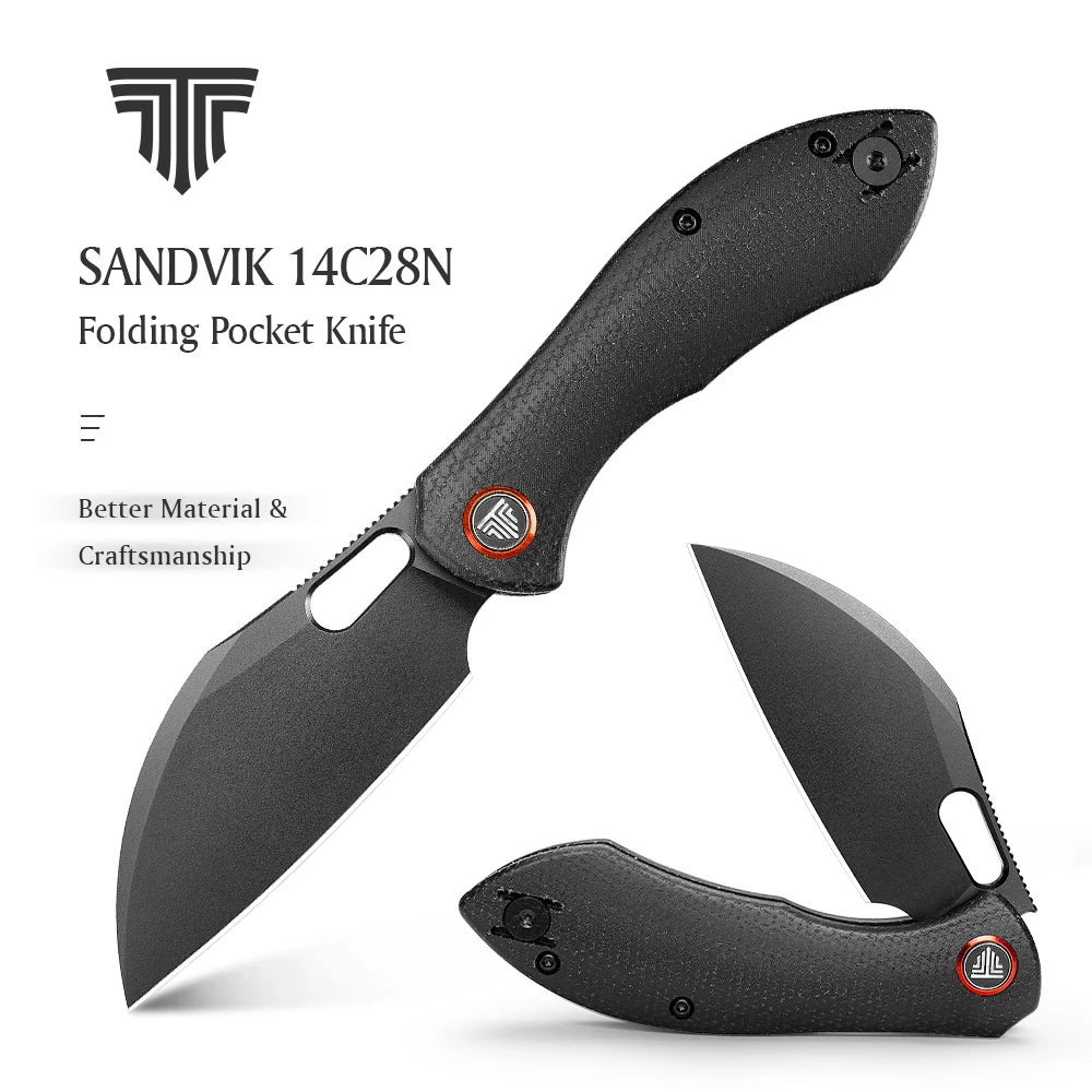 

Складной нож TRIVISA Pocket Batwing для мужчин, лезвие 14C28N, рукоять из микарты, для выживания, кемпинга, рыбалки, охоты, с клипсой