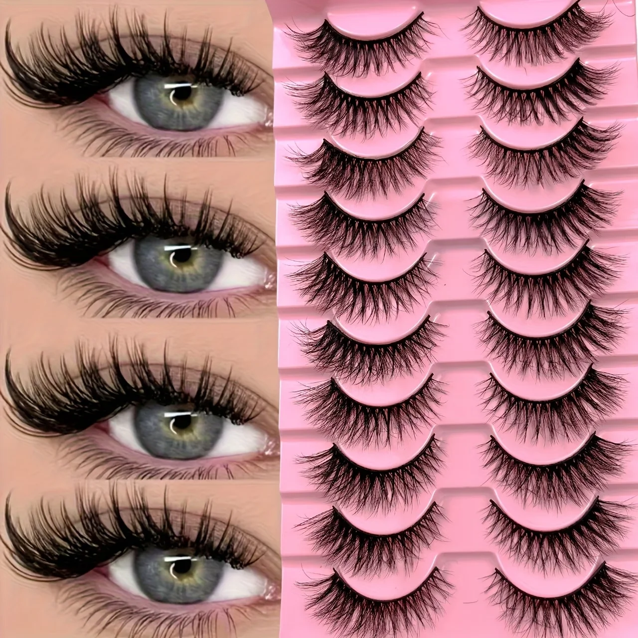 10 Paar natürliche 3D-Kunstwimpern – flauschige Cat-Eye-Wimpern, 13 mm Länge, geeignet für Bühnen- und Alltagsgebrauch – voluminös