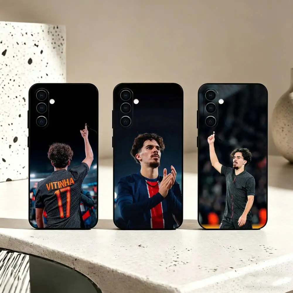 Capa de telefone do astro do futebol V-Vitinha Ferreira para Samsung Galaxy A73, A72, A71, A70, A53, A52, A51, outros, capa preta macia