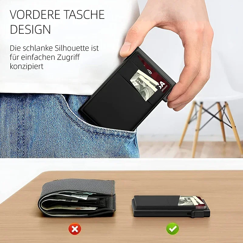 Credit Card Holde RFID Blocking Automatic Pop Up Card Wallet