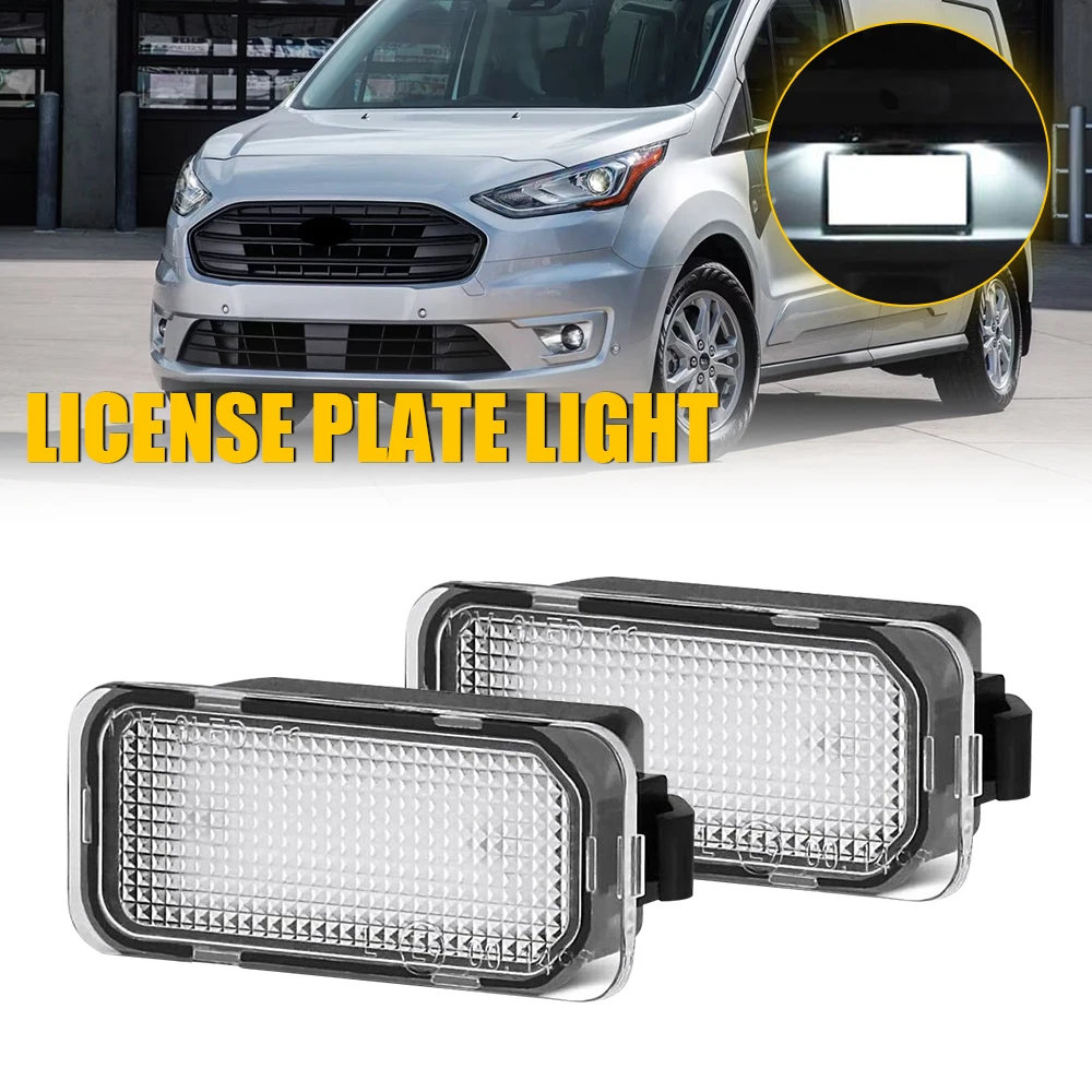 2Pcs License Plate LED 6000K Light LED For Ford C-Max Edge Ranger Transit Jaguar EcoSport White 840LM Auto Number Plate LED Lamp