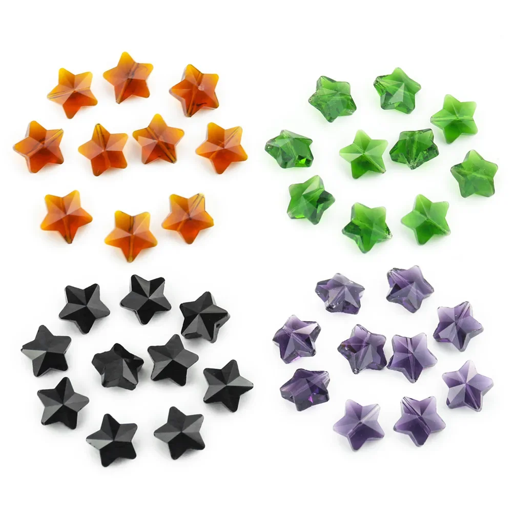 10PCS Charm Crystal Beads Pendant Five-pointed Star Glass Faceted Loose Spacer Beads for Jewelry Making DIY Bracelet Necklace