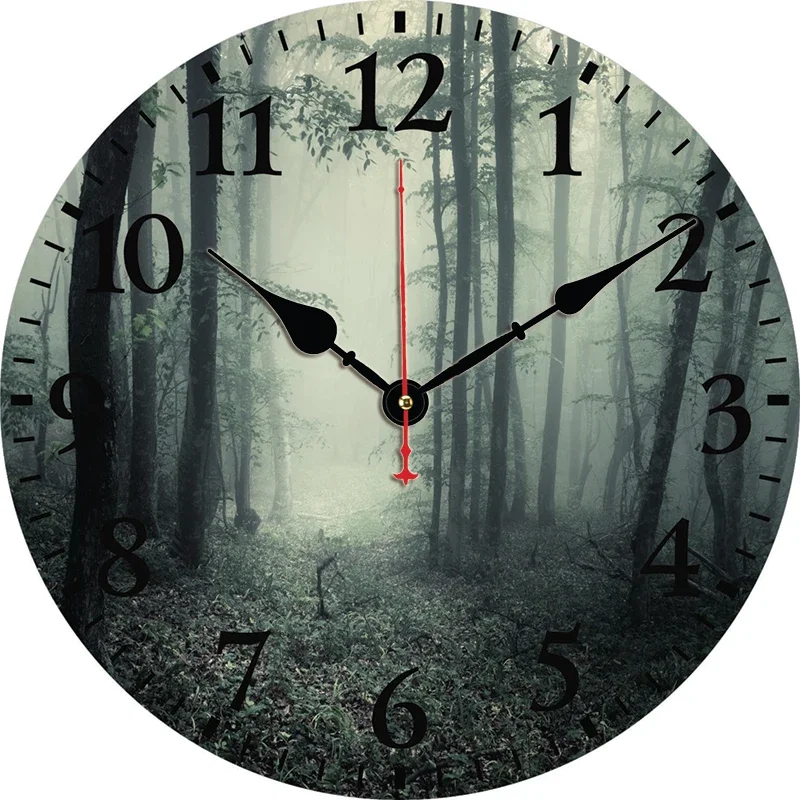 Forest Fog Custom Large Clock Living Room Home Decor Round Wall Clock Quartz Table Clock Children Bedroom Wall Decoration