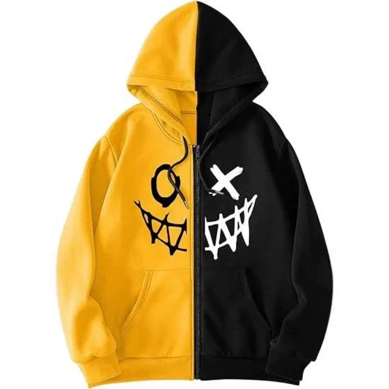 Cardigan à capuche imprimé rétro, nouvelle tendance, personnalisé et exquis, pour couples avec la même fermeture éclair, sweat-shirt simple et polyvalent