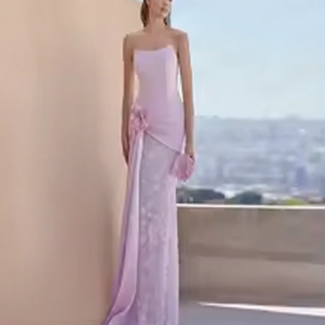 

Customized Simple Evening Dresses Mermaid Sexy Appliques Satin Sleeveless Fashion Prom Gowns Party