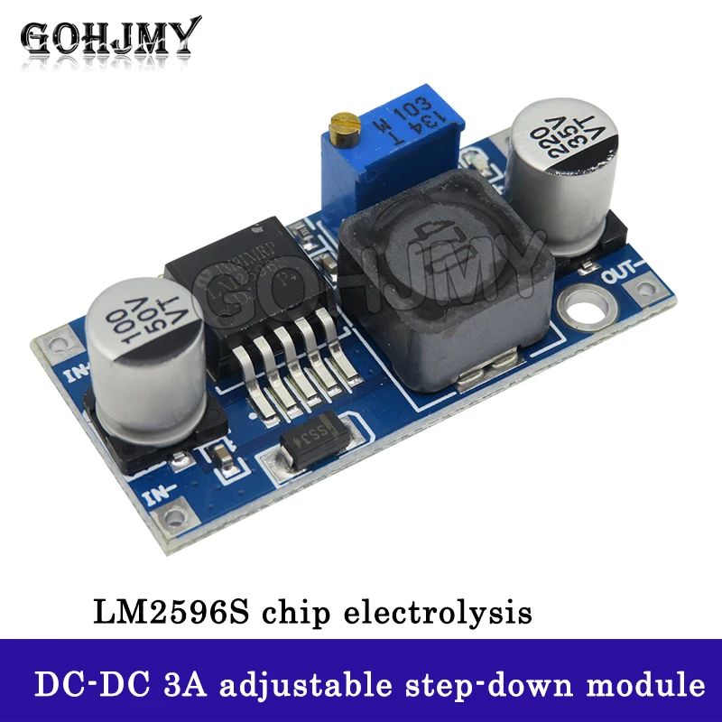 DC-DC 3A adjustable step-down module LM2596, stable voltage 24V to 12V 5V 3V