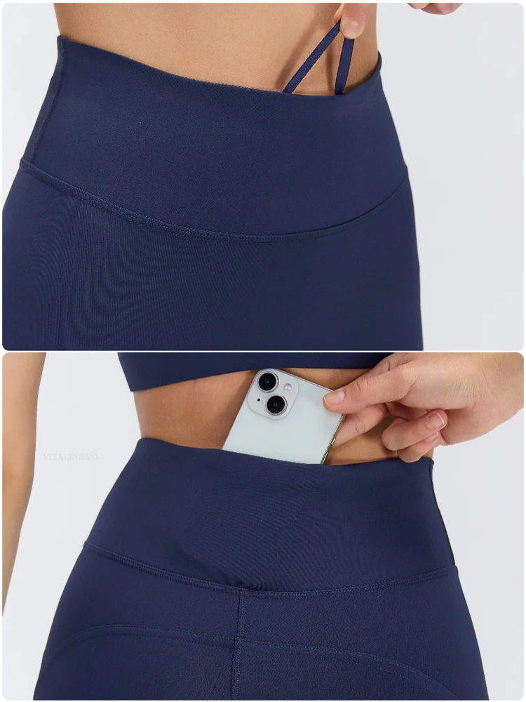 VITALINOVO Mesh-Leggings für Damen, hoch taillierte Yoga-Hose, Workout-Laufleggings, Fitness-Sportstrumpfhose mit Taschen, squatproof – Detail 3