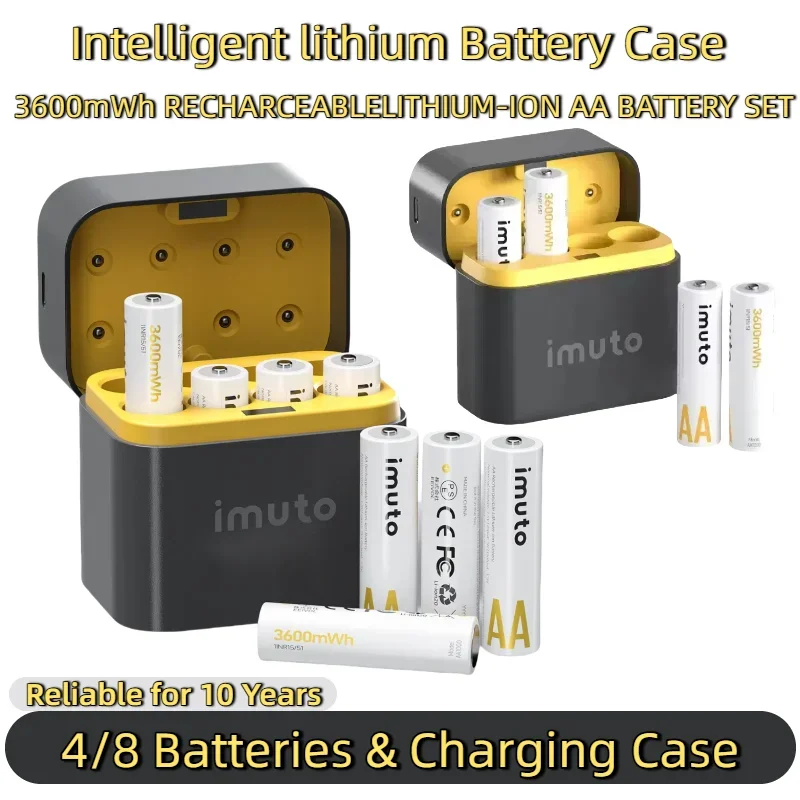 topAA Lithium Rechargeable Batteries (4/8PCS)1.5V High Capacity 3600mWh Long-Lasting Batteries for Camera/Flashlight/Toys