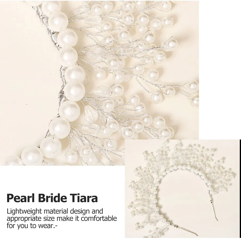 

Elegant Pearl Tiara Durable Metal Bride Tiara Wedding Crown Headdress Bride Headpiece Charm Women Pearl Crown Wedding Headdress