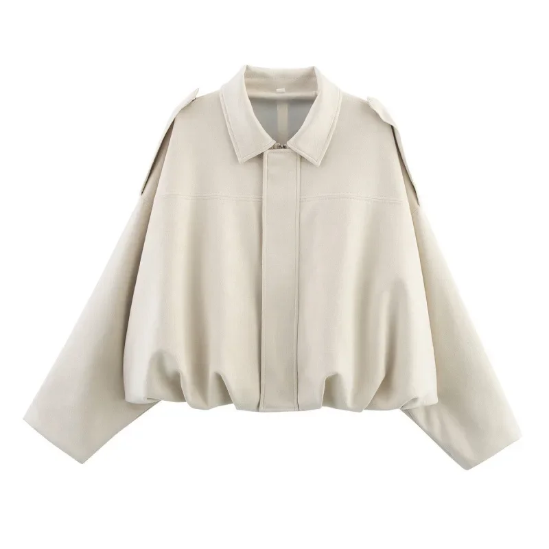 

2025 New Design Faux Suede Short Outerwear Street Style Long Sleeve Zipper Closure Fashionable Women's Pilot Jacket Autumn