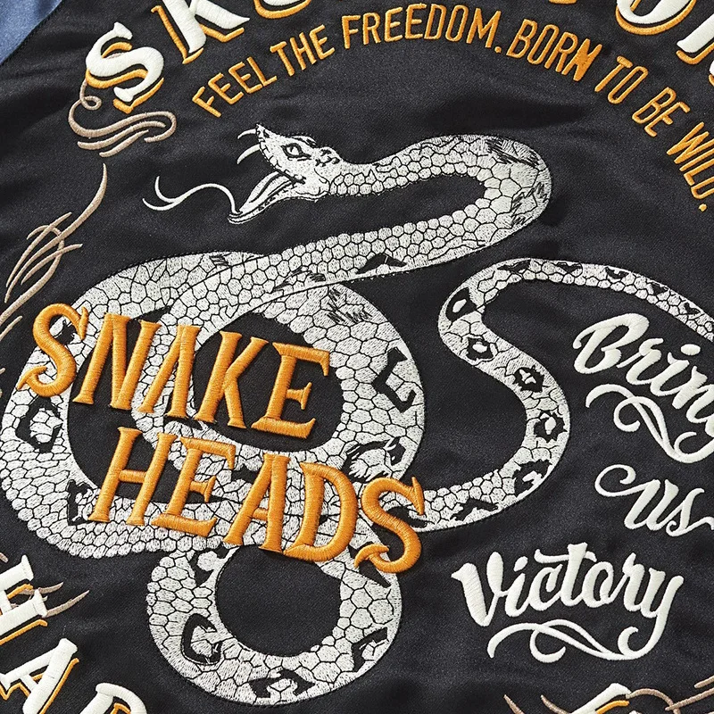 Snake Heavy Embroidery Jackets For Man Luxury Streetwear Zipper Autumn High Quality Comfortable Fit Design Chamarras Para Hombre