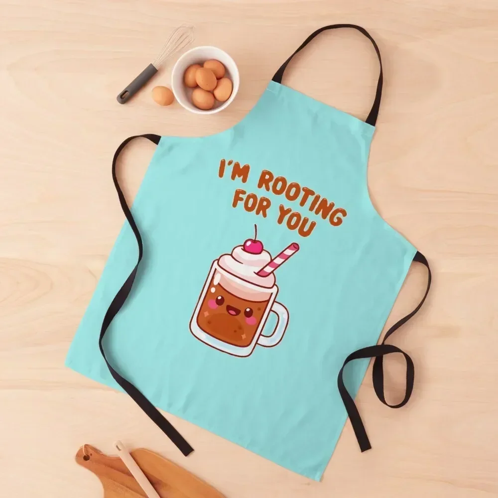 

I'm Rooting For You Root Beer Cartoon Pun Apron painters with pockets Kitchen And Home Items Waterproof Kitchen Woman Apron