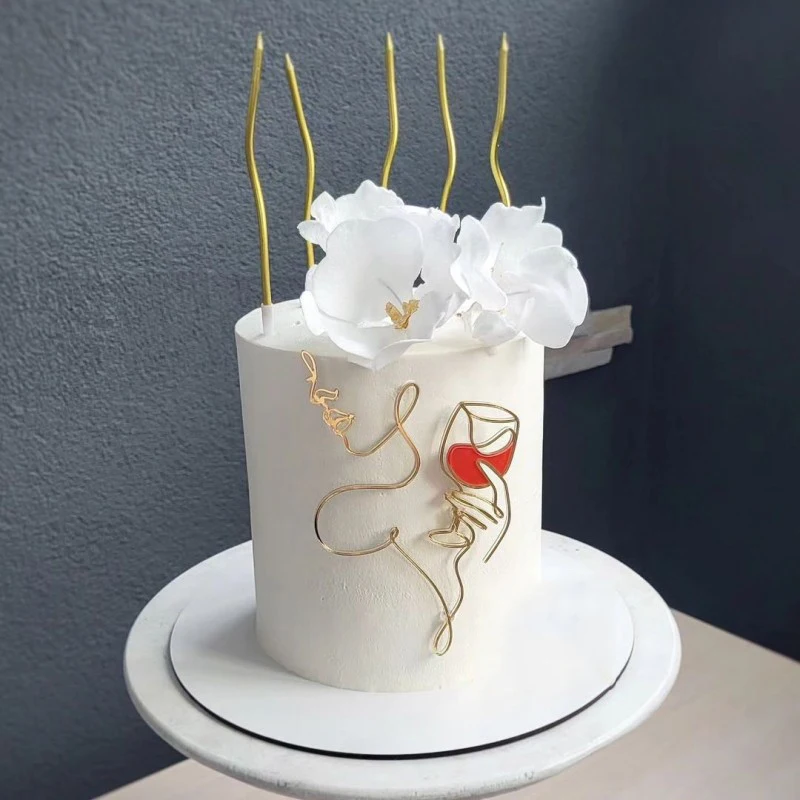 1Pc Number 18/20/30/40/50 Year Old Toppers Facial Line Cake Acrylic Women Birthday Cake Decoration