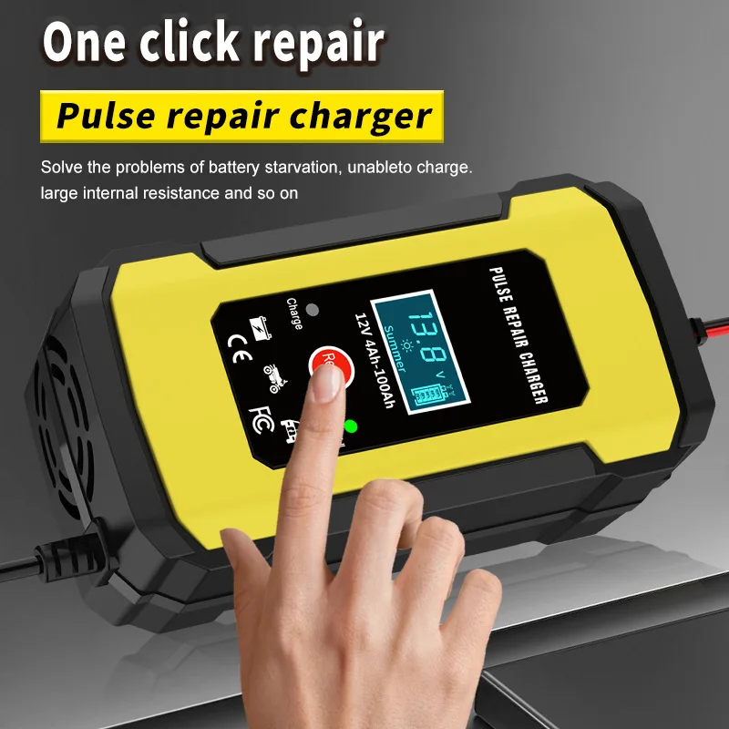 New 12V6A Car Motorcycle Battery Charger Intelligent Digital Display Lead Acid Battery Repair Charger