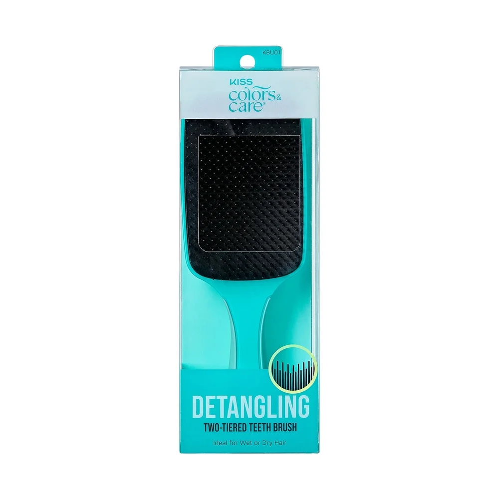 Two-Tiered Wide-Paddle Detangling Brush Wet Dry Hair Frizz Elimination Ergonomic Design Anti-Static Safe All Textures