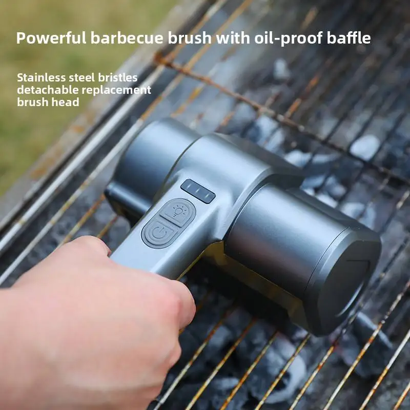 Model 117 Electric Automatic Rotating Stainless Steel Barbecue Brush ABS Handle Wireless Multi-function Cleaning