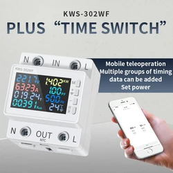 8 in 1 Energy Meter WIFI Power Meter Color Screen Phone APP Remote Control AC 170V~270V Voltmeter Voltage Amps Watt Kwh Meter