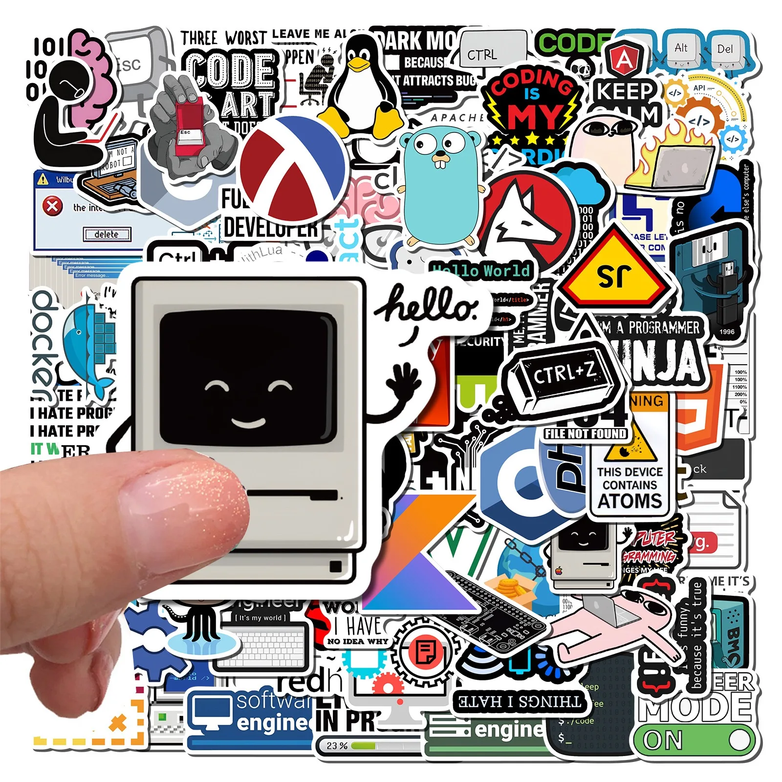 50/100pcs Network Hacker Programming Stickers Funny Cartoon IT Engineer Computer Sticker Luggage Laptop Guitar Phone Decals