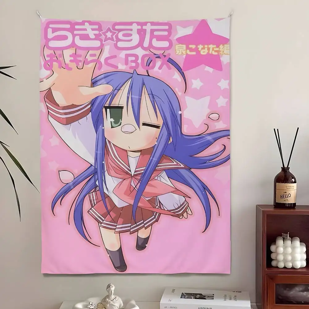 لاكي ستار شخصيات أنيمي نسيج ديكور المنزل، لطيف اليابانية مانغا الجدار الشنق لغرفة النوم غرفة المعيشة مساحات أوتاكو