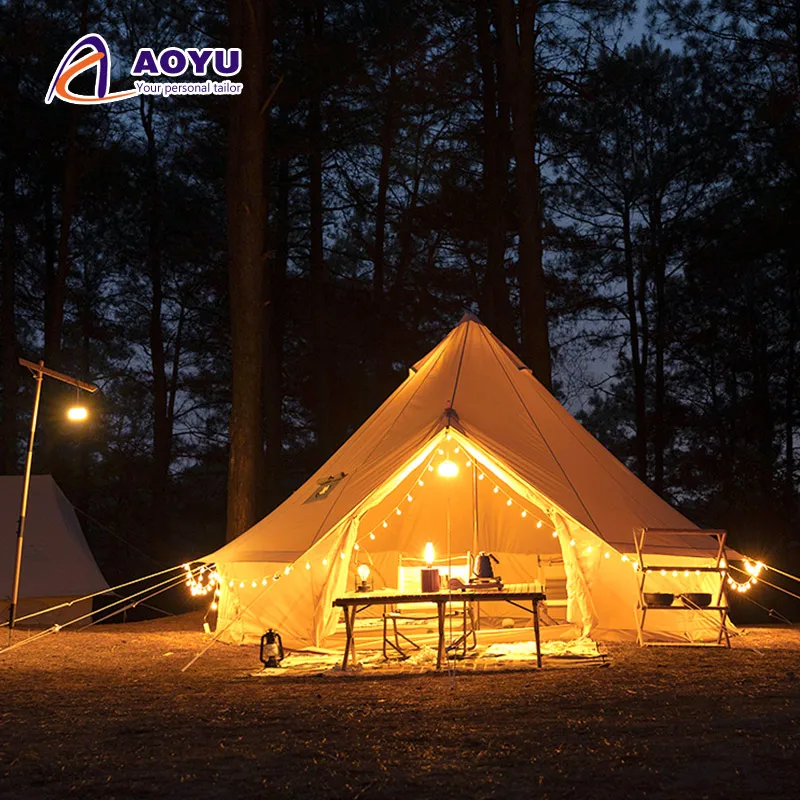 

AOYU 3m 4m 5m 6m White Cotton Canvas Marquee Tent Glamping Bell Tent