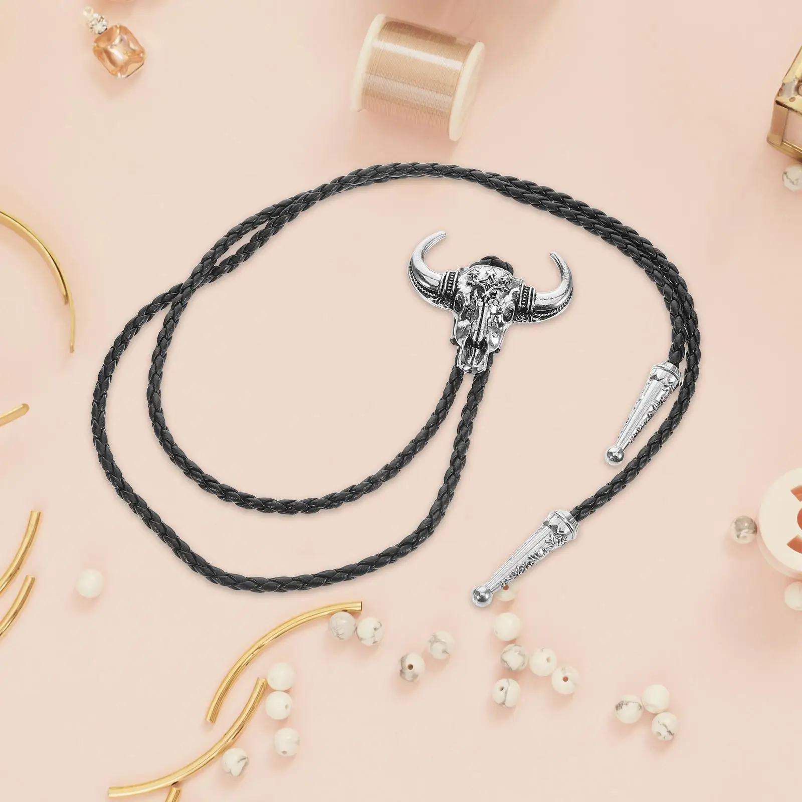Cravatte a catena Bolo Accessori da cowboy regolabili da uomo Collana al collo Stile occidentale Corda solida Durata finta