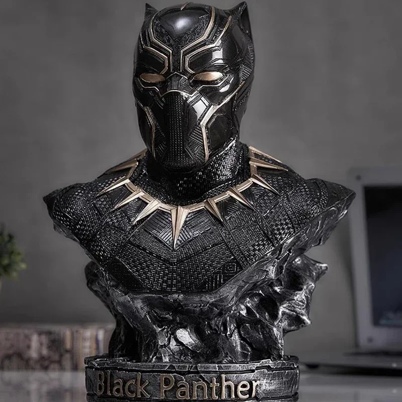 Busto de héroe de Marvel, Pantera Negra, estatua de resina, modelo de colección de acción, figura de Anime, decoración del hogar, escultura artística, artesanías, regalos de cumpleaños