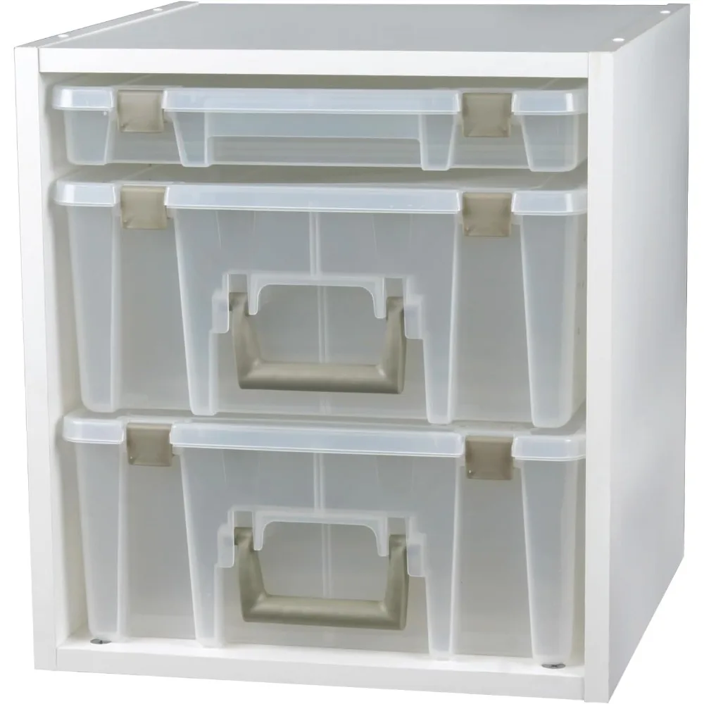 Arts and Crafts Supply Storage Cube Organizer with 6 Rails Pre-Drilled Holes Customizable White Super Satchel Cube