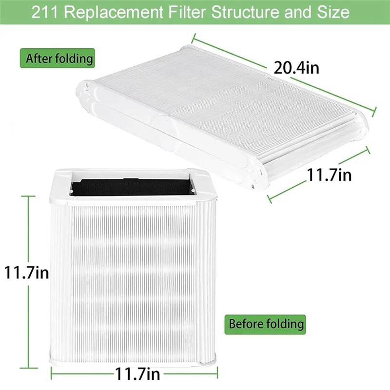 Filtros de repuesto para Blueair Blue Pure 211, purificador de aire plegable Max, 211