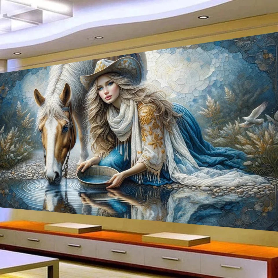 Beautiful Cowgirl Horse Diy Diamond Painting Fantasy Vibrant Mystical Diamond Mosaic Embroidery Cross Stitch Kits Home Decor