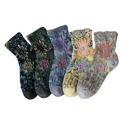 3 Pair/Lot Cute Harajuku Winter Socks Women Long Vintage Warm Kawaii Socks Cotton Fashion Korean Style Print Products For 2023