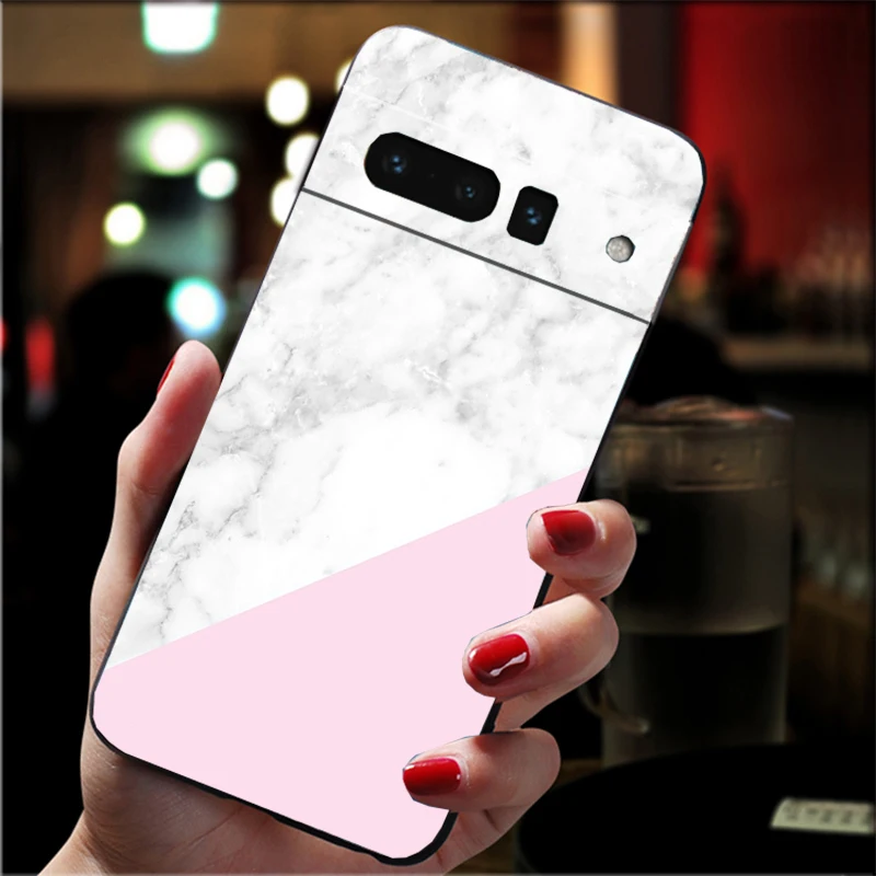 حافظة هاتف لهاتف جوجل بيكسل 10 برو XL 9 برو XL 9A 8 7 6 برو بيكسل 8A 7A 6A بكسل 8 7 6 5 كلمة أناناس رخامية وردية #2