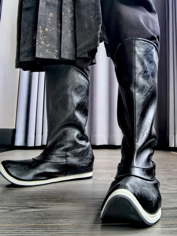 Hanfu Leather Boots Elevator Unisex Ethnic Armor Jinyiwei Cosplay Vintage