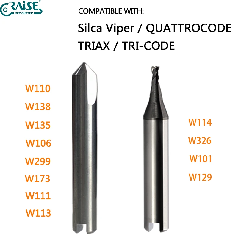 Fresa RAISE W114 W101 W129 W138 W106 W135 W113 W299 W326 W111 Compatível com máquina chave SILCA TRIAX VIPER QUATTRO