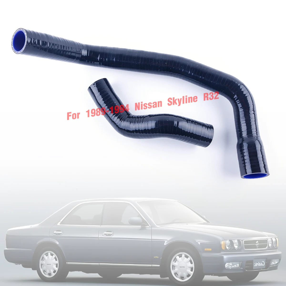 

2Pcs Black For 1989-1994 Nissan Skyline R32 GTR GT-R BNR32 RB26DETT Silicone Radiator Hoses Tubes Kit Piping 1990 1991 1992 1993