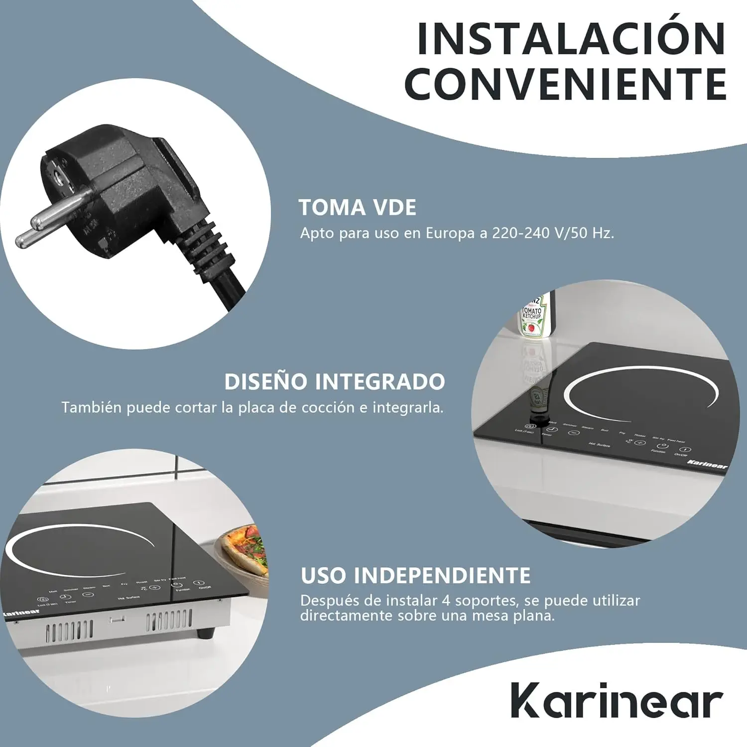 Керамическая электрическая варочная панель Karinear с 2 конфорками, 60x35, столешница или встроенная, с розеткой (США: 110–120 В, Европа: 220–240 В)