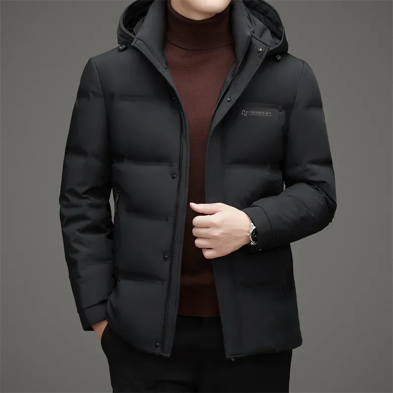 Yeae 2024 Herren Winter Daunen jacke dicke kurze Enten Daunen hut abnehmbare Business Casual warme Kleidung New Coat Man Jack