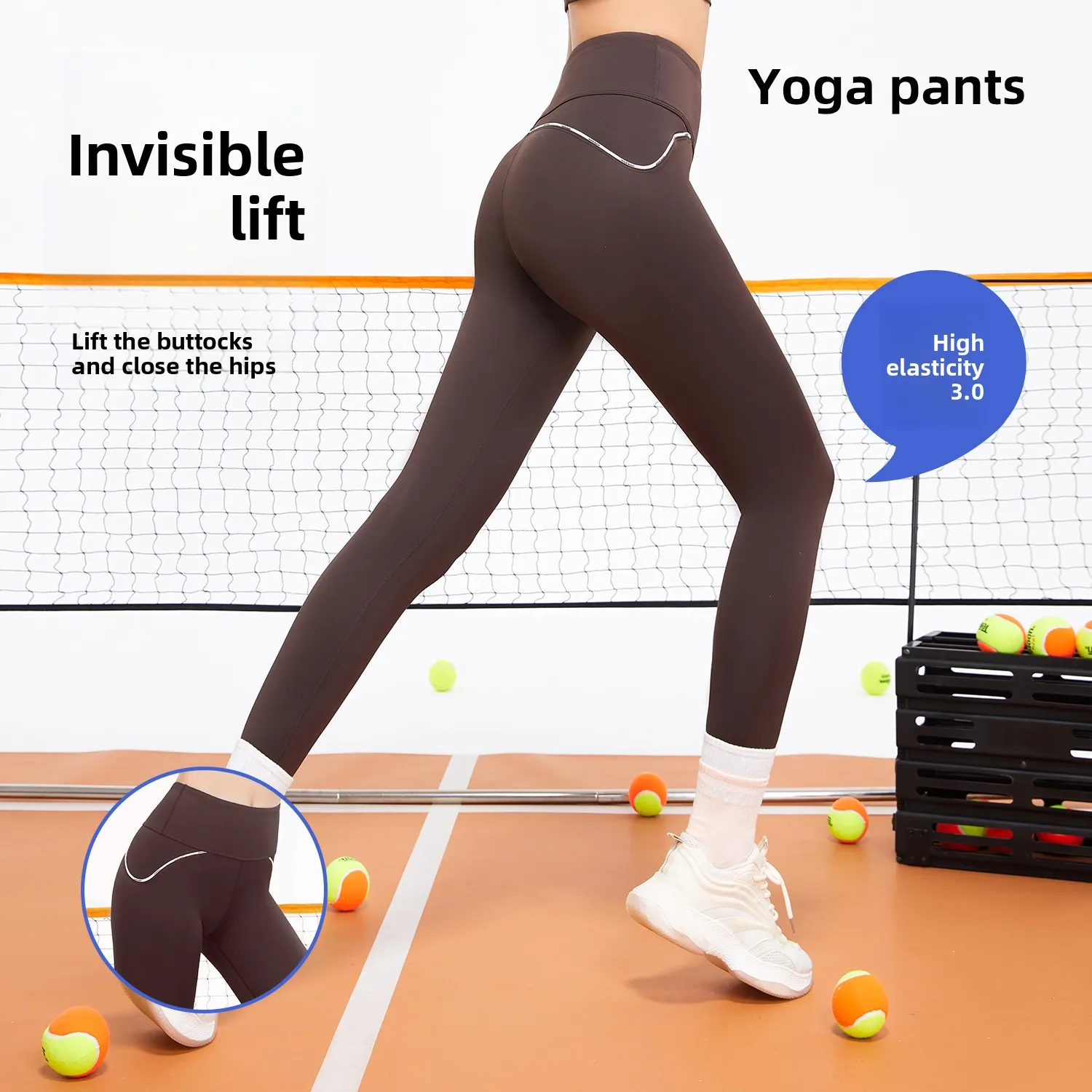 Latest Model Letter Line High Elastic Fitness Pants Women's Abdomen And Thin High Waist Hip Yoga Pants