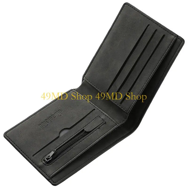 49MD Minimalist Purses Mens Wallet Leather Bifold Wallet with Card Holders Coin Pocket Cash Pockets for Work Business Travel