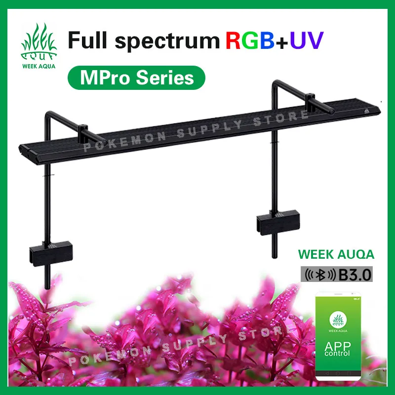 

WEEK AQUA LED Aquarium Light, Nano Aquarium Light, Cycle Timer, Nano Tank with Bracket for Aquatics Plants, M Series WRGB