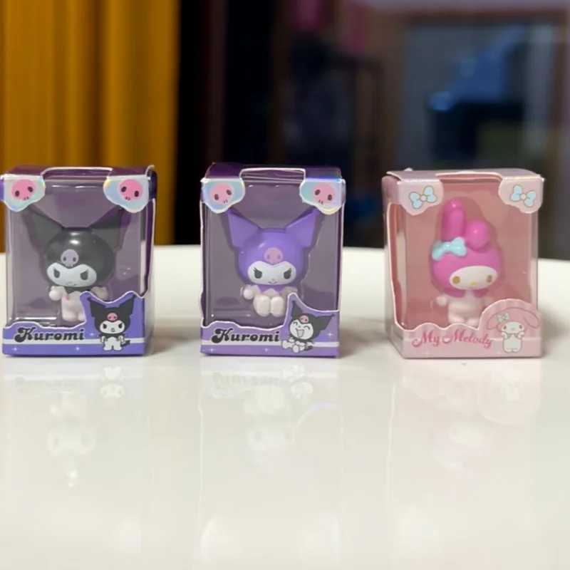 Sanrio família arroz grão boneca primeira caixa cega olá kitty kuromi mini colecionável modelo artesanal bonecas figuras de ação presentes da menina