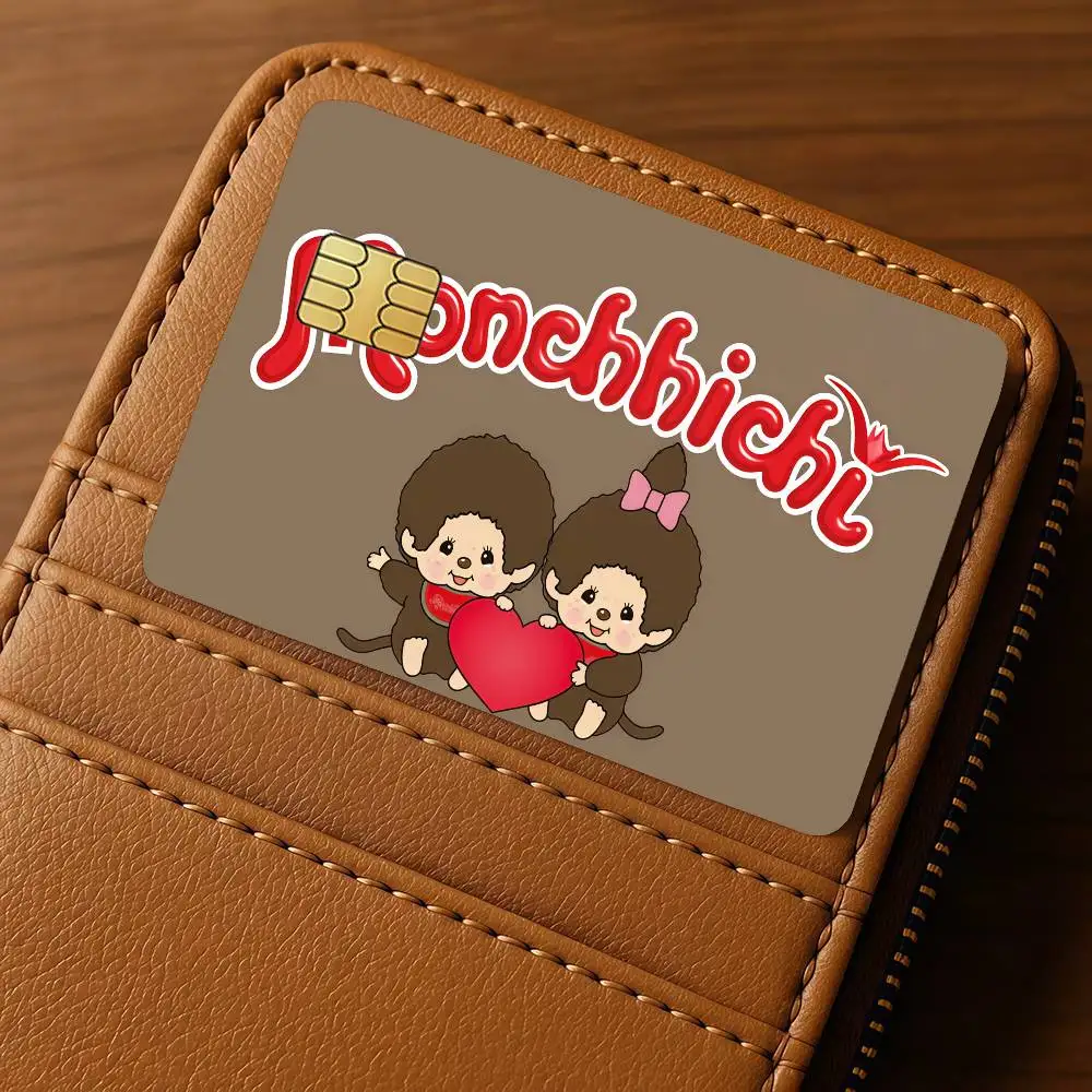Cartoon M-Monchhichi-s Credit Card 4PCS Anti-scratch Waterproof Stickers for Bank Debit Decorative Protection Bus Subway