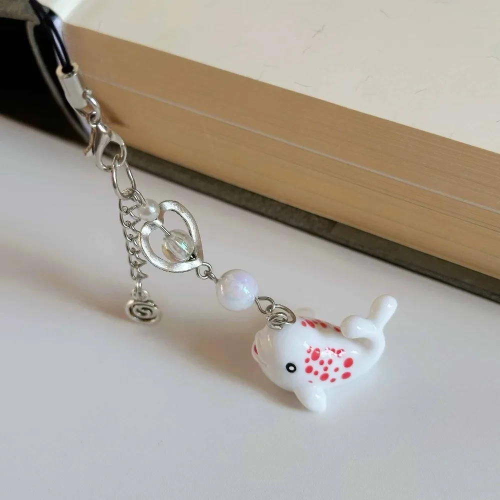 

Ocean Theme Mobile Phone Chain Y2k Unique Marine Animal Shark Phone Charm Handmade Beaded Keyring Phone Lanyard Hanging Ornament