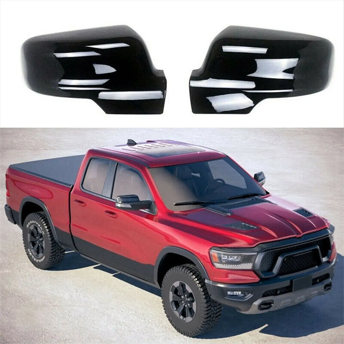 11-1Pair Car Rearview Mirror Cover Trim 6RP44KARAA 6RP45KARAA for Dodge Ram 1500 DT PXJ 2019-2022 Side Wing Mirror Caps