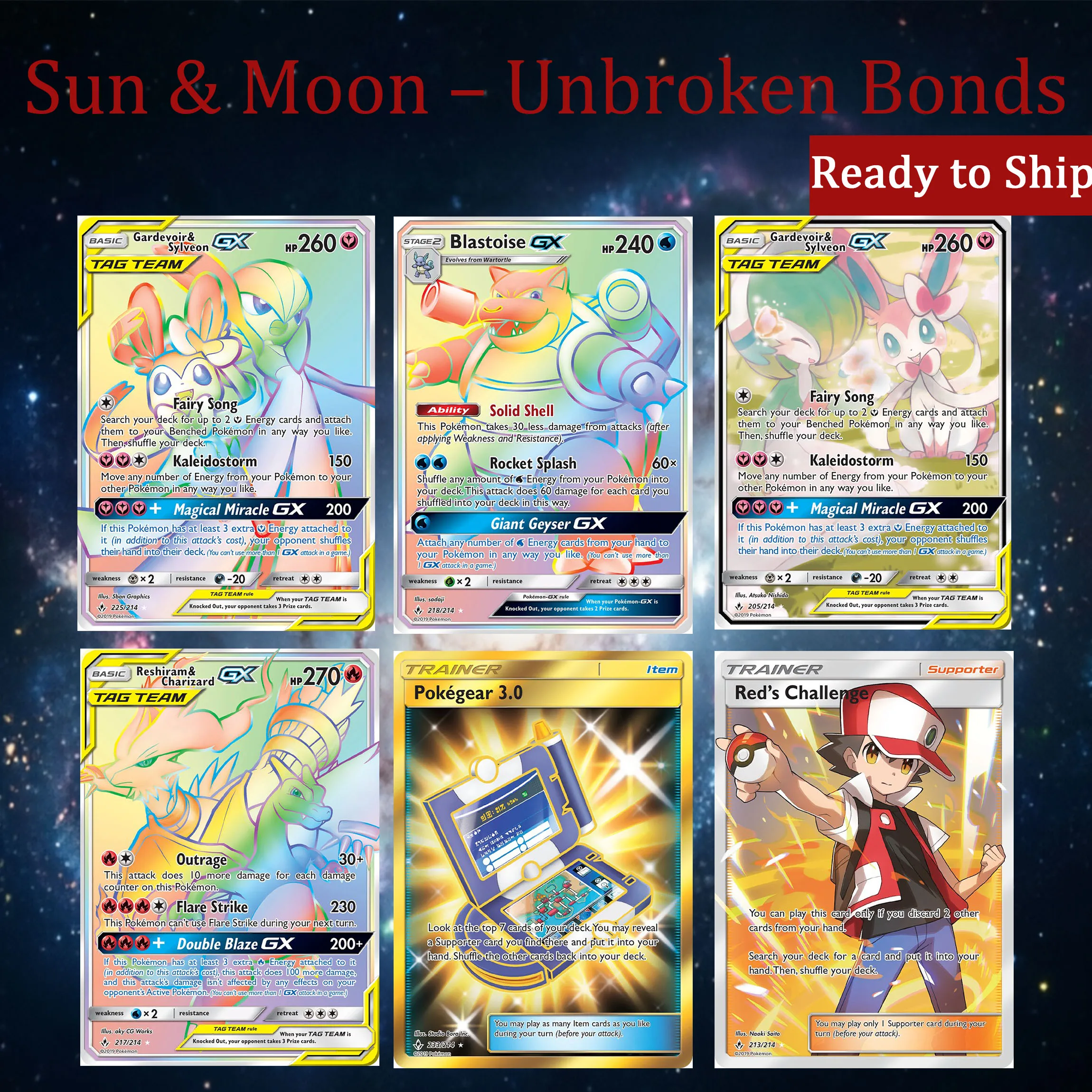 Pokemon TCG Sun & Moon Unbroken Bonds GX TAG TEAM Rare English Collection Trading Cards