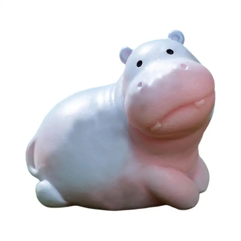 Cute Hippo Resin Figurines , Baby Sculpture Desk Decoration ,Portable Hippo Tabletop Statue