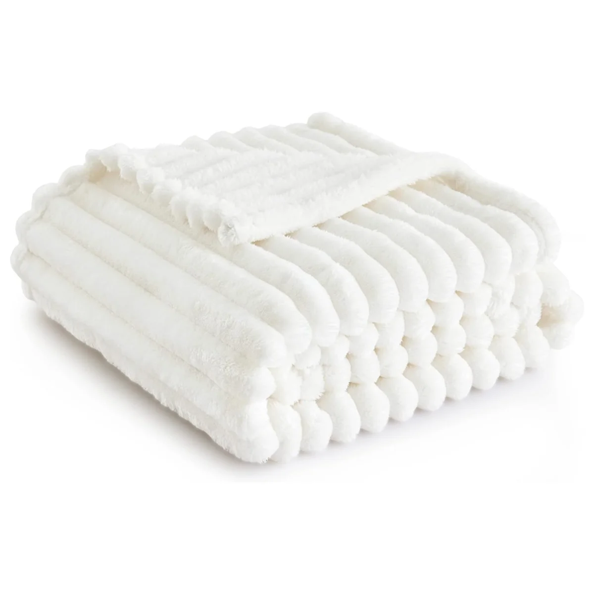 New White Throw Blanket for Couch - Cozy Blanket for Women, Cute Throws for Girls, Room Home Dorm Decor
