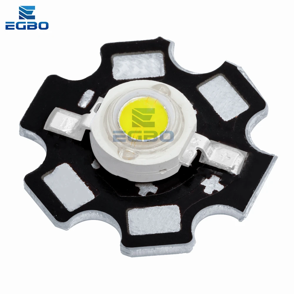 고출력 LED 비즈 풀 스펙트럼 퓨어 화이트, 20mm 블랙 스타 PCB 방열판, 알루미늄 기판, DIY 조명, 10 개, 1W