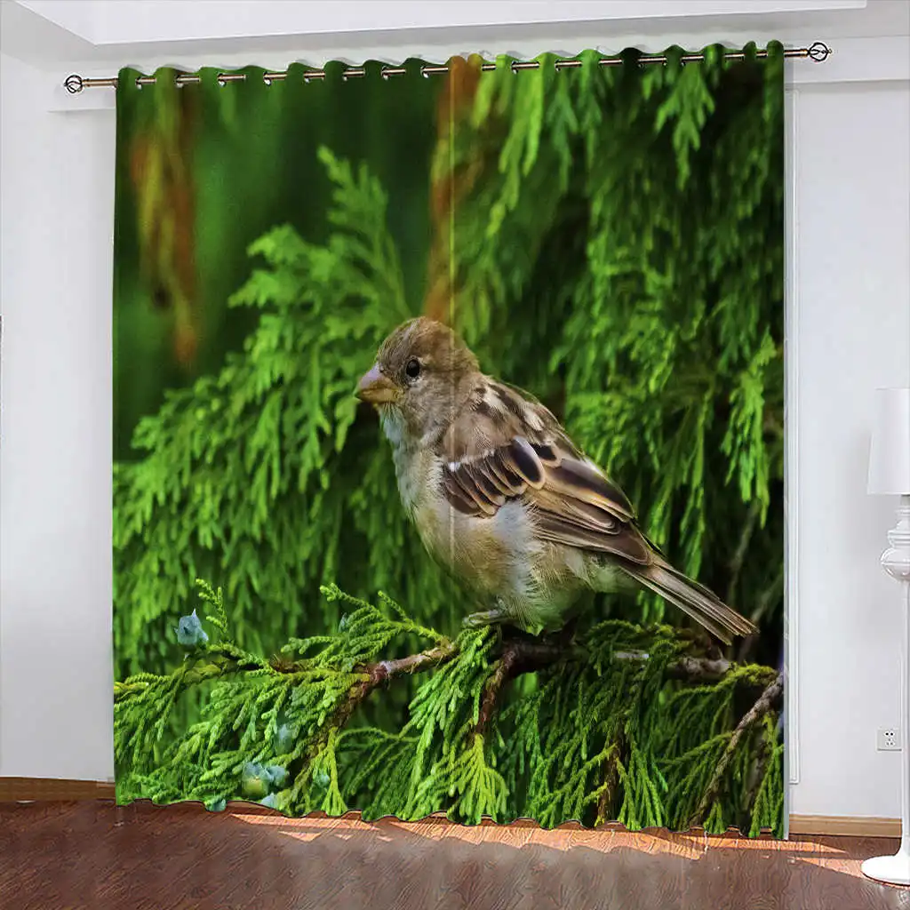 Flying Bird 3D Printing Household Curtains Girl Bedroom Decoration Sparrow Blackout Curtain Cortinas Para La Sala Window Curtain