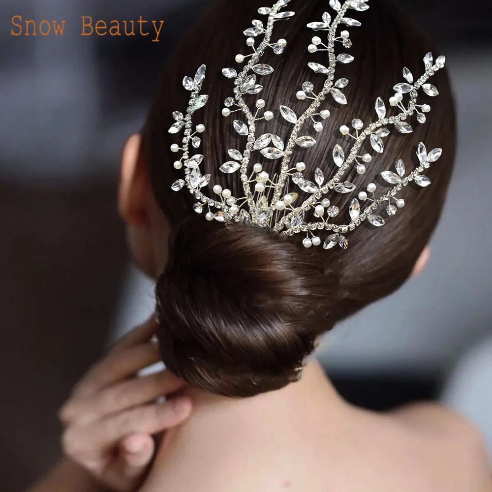 

A463 Luxury Wedding Comb Rhinestone Bridal Hairband Crystal Brides Hair Accessories Prom Jewelry Headwear Boho Women Tiaras