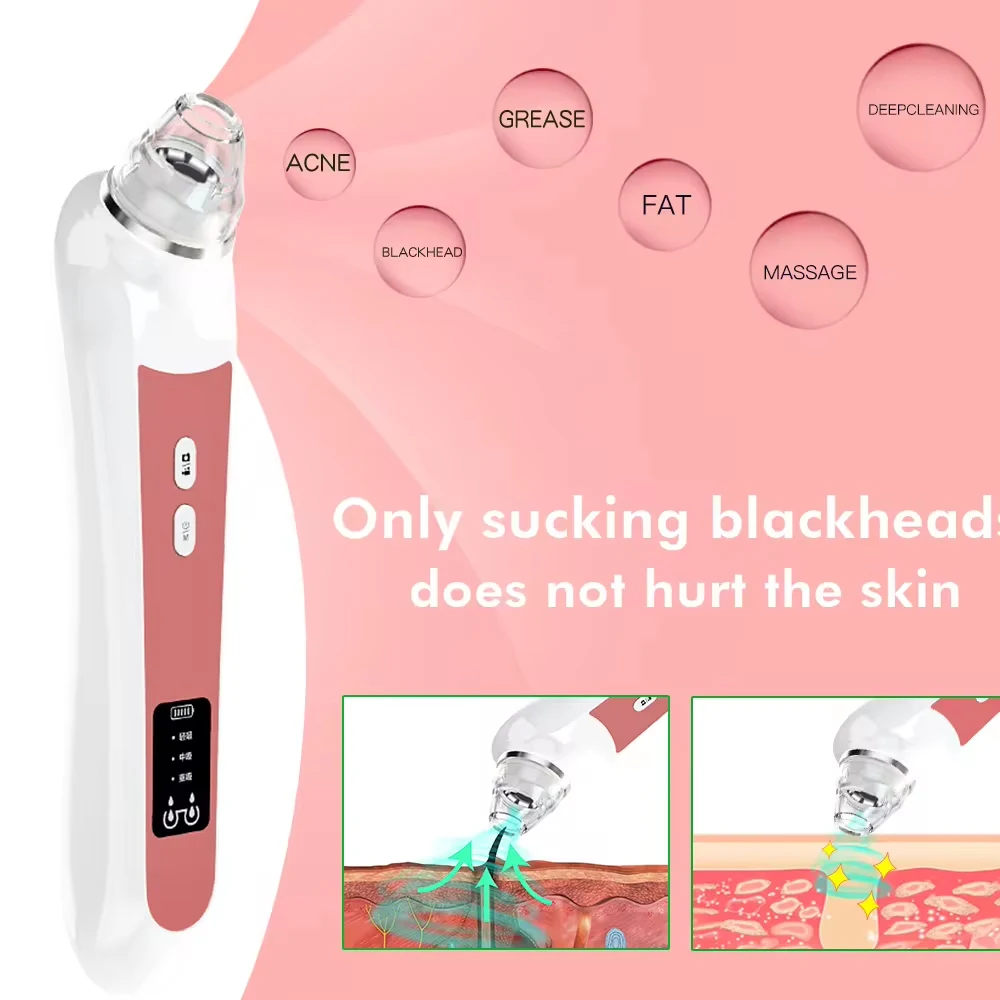 Electric Visual Blackhead Remover Vacuum Pore Cleaner Face Acne Pimple Extractions Tool with Camera 6 Suction Heads Skin Care